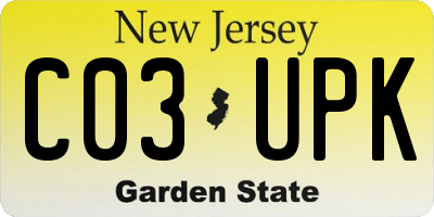 NJ license plate C03UPK