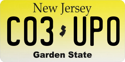 NJ license plate C03UPO