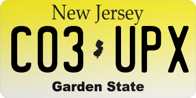 NJ license plate C03UPX