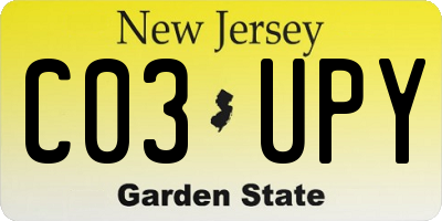 NJ license plate C03UPY
