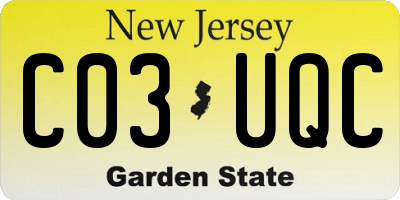NJ license plate C03UQC