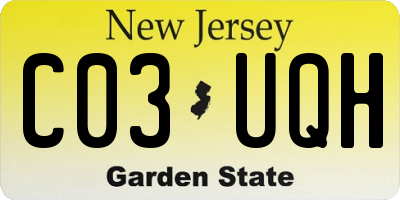 NJ license plate C03UQH
