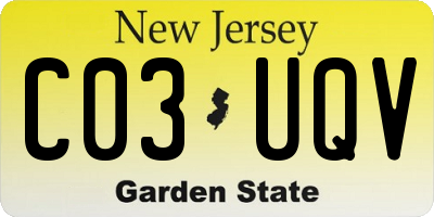 NJ license plate C03UQV