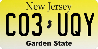 NJ license plate C03UQY