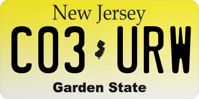NJ license plate C03URW