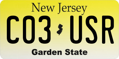 NJ license plate C03USR