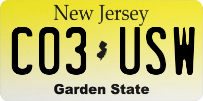 NJ license plate C03USW