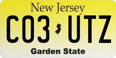 NJ license plate C03UTZ