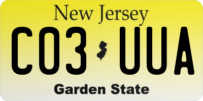 NJ license plate C03UUA