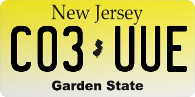 NJ license plate C03UUE