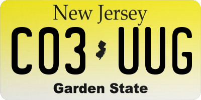 NJ license plate C03UUG
