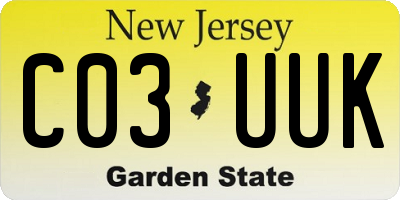 NJ license plate C03UUK