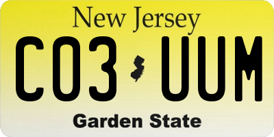 NJ license plate C03UUM
