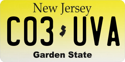 NJ license plate C03UVA
