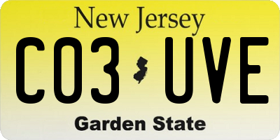 NJ license plate C03UVE