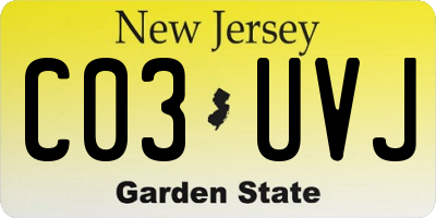 NJ license plate C03UVJ