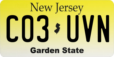 NJ license plate C03UVN