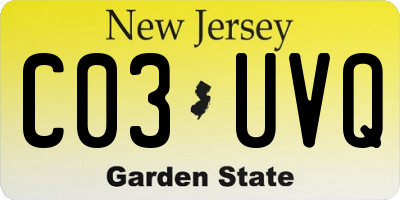 NJ license plate C03UVQ