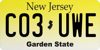 NJ license plate C03UWE