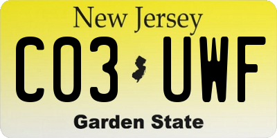 NJ license plate C03UWF