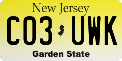 NJ license plate C03UWK