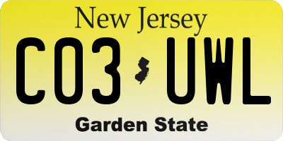 NJ license plate C03UWL