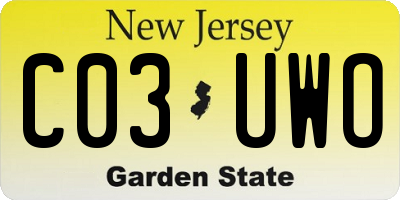 NJ license plate C03UWO