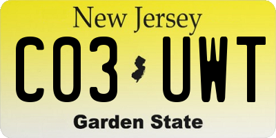 NJ license plate C03UWT