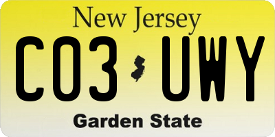 NJ license plate C03UWY