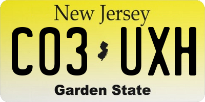 NJ license plate C03UXH