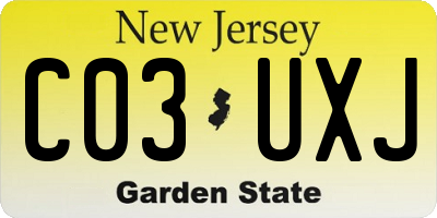 NJ license plate C03UXJ