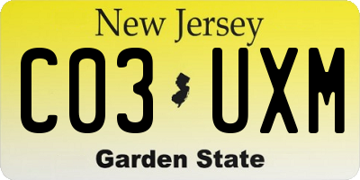 NJ license plate C03UXM