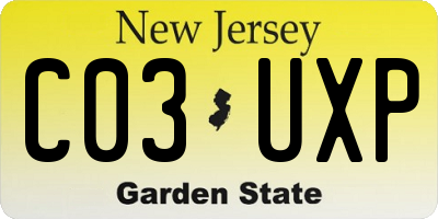 NJ license plate C03UXP