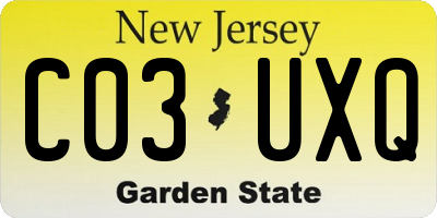 NJ license plate C03UXQ