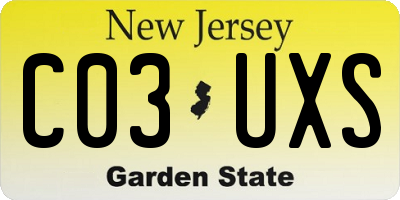 NJ license plate C03UXS