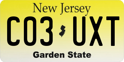 NJ license plate C03UXT