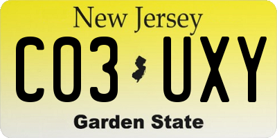 NJ license plate C03UXY