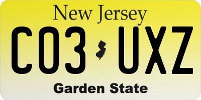 NJ license plate C03UXZ