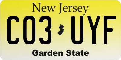 NJ license plate C03UYF