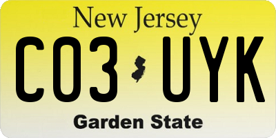 NJ license plate C03UYK