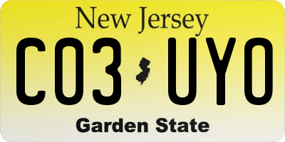 NJ license plate C03UYO