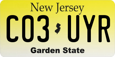 NJ license plate C03UYR