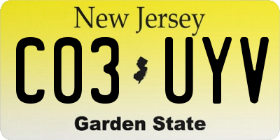 NJ license plate C03UYV