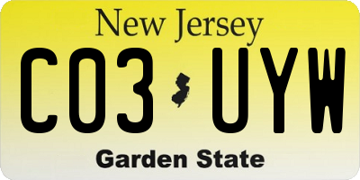 NJ license plate C03UYW
