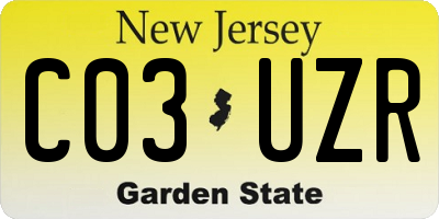 NJ license plate C03UZR