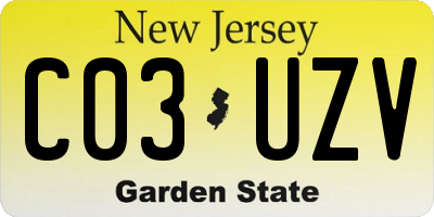NJ license plate C03UZV