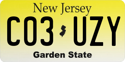 NJ license plate C03UZY