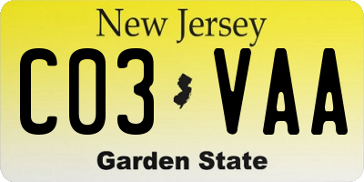 NJ license plate C03VAA