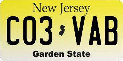 NJ license plate C03VAB