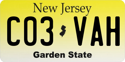 NJ license plate C03VAH